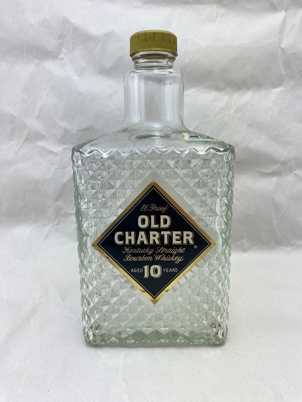 Vintage Old Charter Bourbon Whiskey Decanter 10 Year Diamond Cut Glass 86 Proof